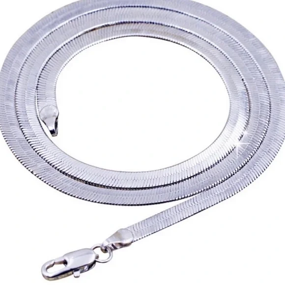 “20” NEW 925 STERLING SILVER SNAKE FLATE NECKLACE, NICE NECKLACE, CUTE NECKLACE - Picture 2 of 6